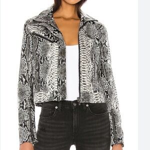Blank NYC Vegan Leather Moto Jacket Snake Print in Small